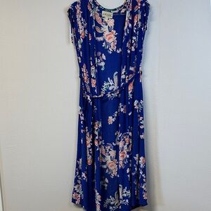 Cleobella Dreamy Sunset Royal Blue Floral Ankle Dress/Cover Up L